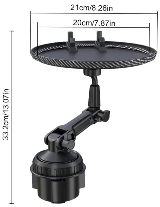 Plateau Porte-gobelet de Voiture, Plateau Repas Voiture Pivotant à 360°, Plateau Voiture, Plateau Alimentaire pour Voiture, Plateau Nourriture pour Caravane Camping, Yacht, Camion